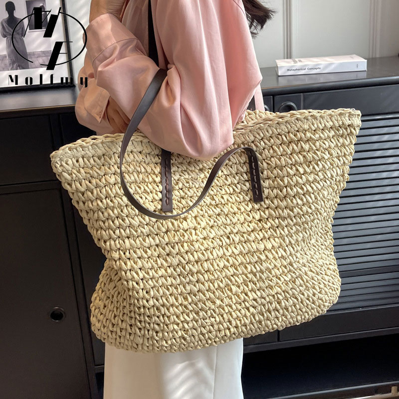 القش المنسوجة حمل الحقائب عارض - مراجعة Luxury Bags Big وسعره