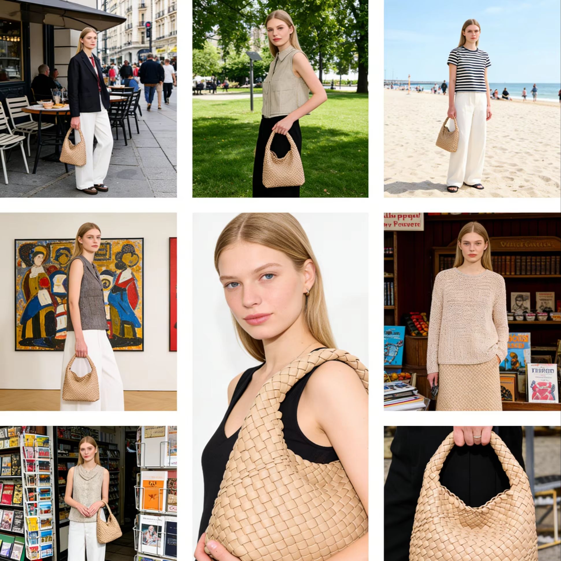 حقيبة يد نسائية منسوجة فاخرة،  - مراجعة Luxury Bags Big وسعره